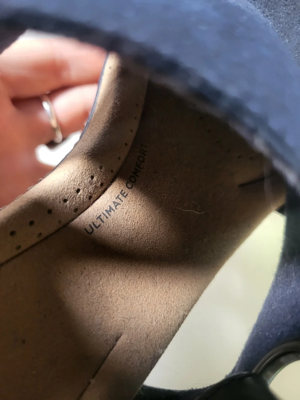 Navy Suede Cork Wedge Sandal - Women